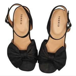 Torrid Black Faux Suede Bow Block Platform Heel Size 6.5ww‎